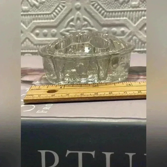 Vintage Clear Glass 11 Hole Flower Frog Flower Holder Stem Holder Arrangement - Picture 4 of 6